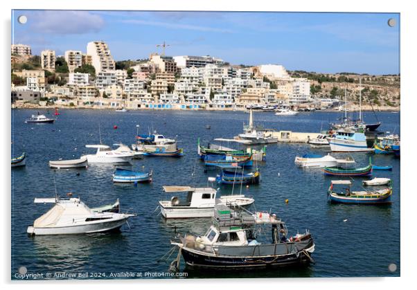 Xemxeij Bay Malta Acrylic by Andrew Bell