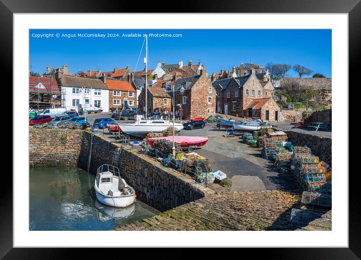Lobster pots on quayside of Crail harbour, Fife Framed Mounted Print by Angus McComiskey