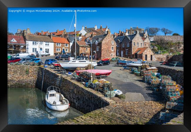 Lobster pots on quayside of Crail harbour, Fife Framed Print by Angus McComiskey