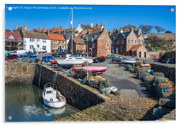 Lobster pots on quayside of Crail harbour, Fife Acrylic by Angus McComiskey