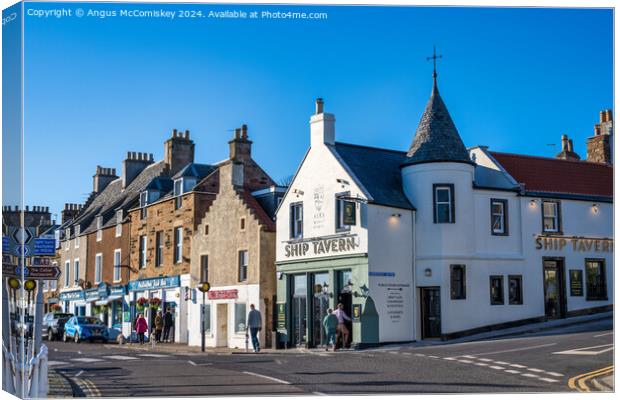 The Ship Tavern on seafront of Anstruther in Fife Canvas Print by Angus McComiskey