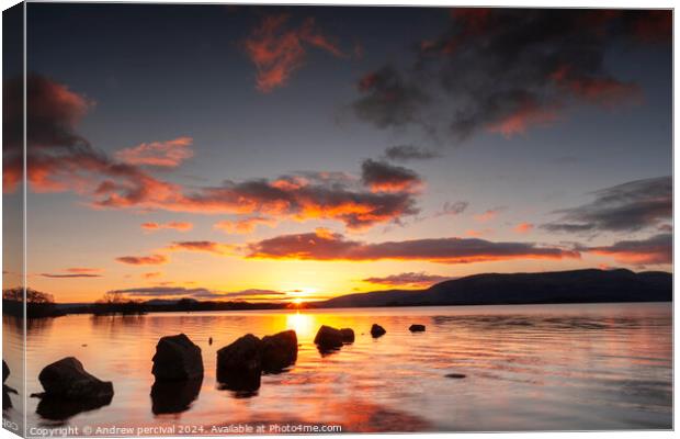 Loch Lomond at sunset Canvas Print by Andrew percival