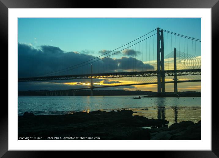 Spanning the River Forth at Sunset Framed Mounted Print by Ken Hunter