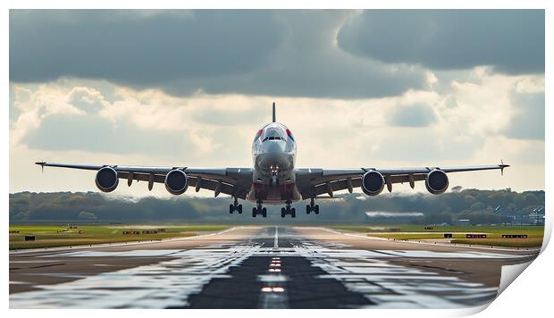 British Airways Airbus A380 Landing Print by T2 