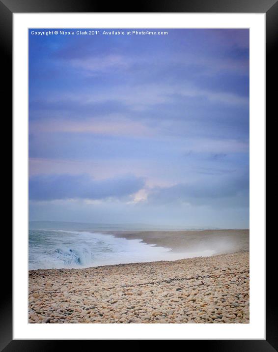 Tempestuous Chesil Beach Framed Mounted Print by Nicola Clark