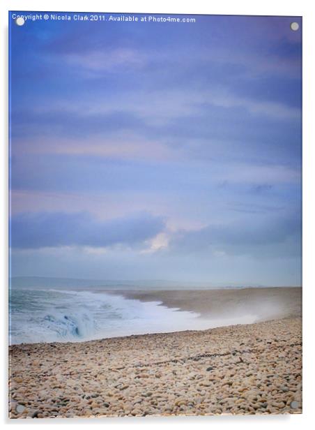 Tempestuous Chesil Beach Acrylic by Nicola Clark