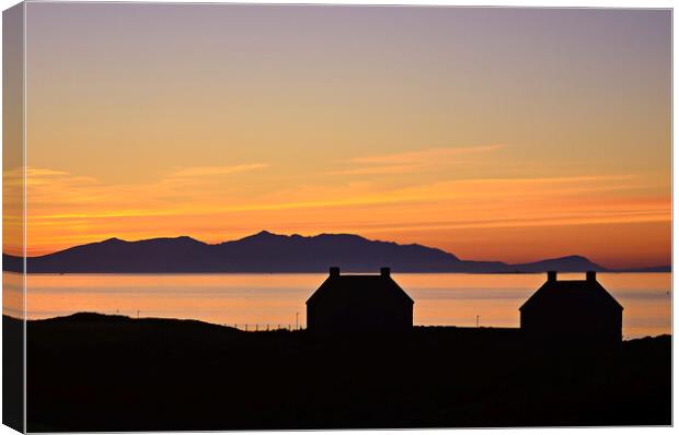 Prestwick and Arran silhouetted at sunset Canvas Print by Allan Durward Photography