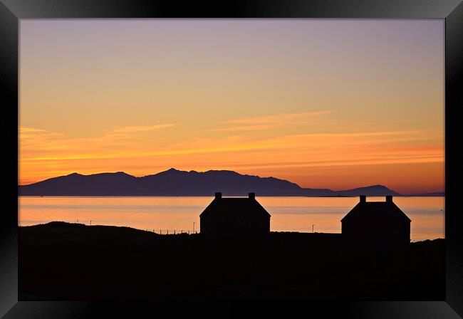 Prestwick and Arran silhouetted at sunset Framed Print by Allan Durward Photography