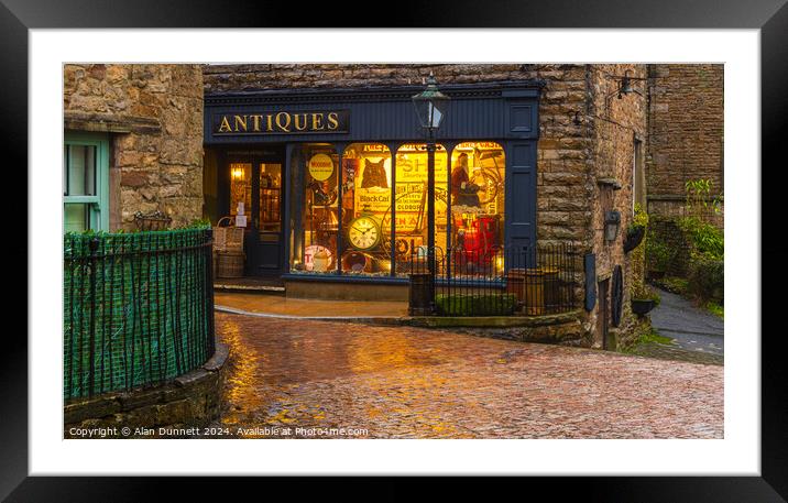 Hawes Antiques shop Framed Mounted Print by Alan Dunnett