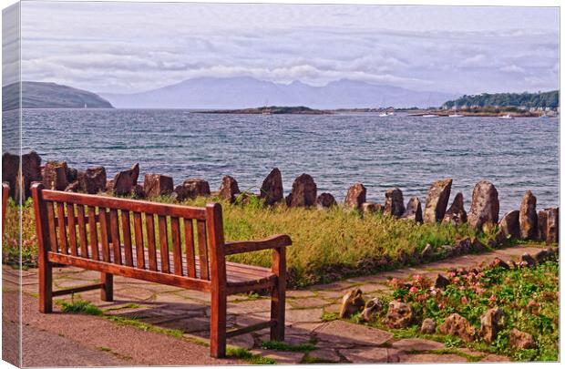 A Millport bench view Canvas Print by Allan Durward Photography