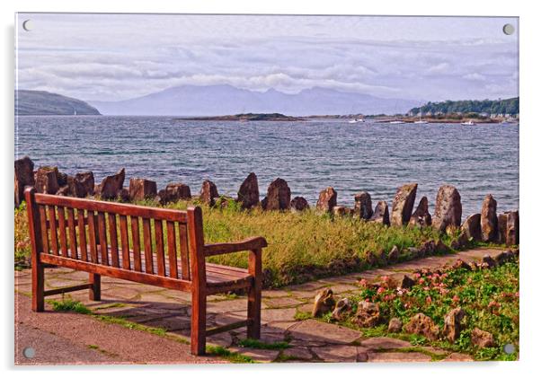 A Millport bench view Acrylic by Allan Durward Photography