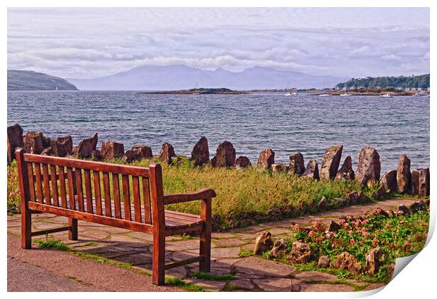 A Millport bench view Print by Allan Durward Photography