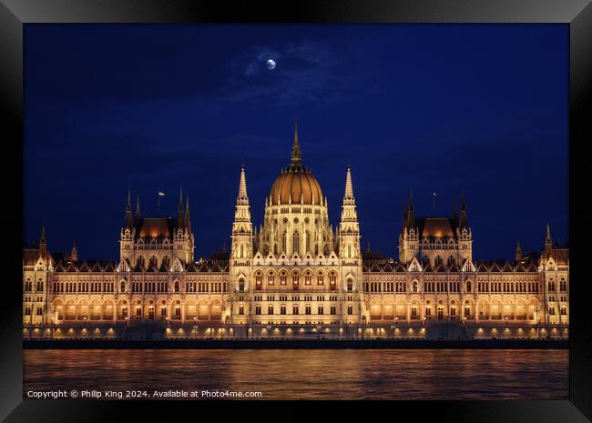 Hungarian Parliament Building - Budapest Framed Print by Philip King