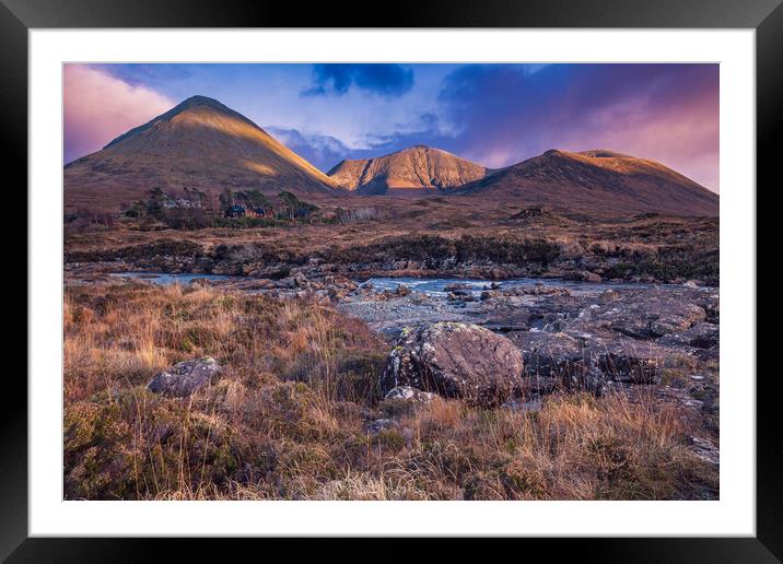 Red Cuillin Mountains Isle of Skye Framed Mounted Print by John Frid