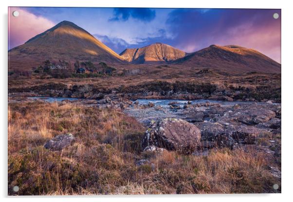 Red Cuillin Mountains Isle of Skye Acrylic by John Frid
