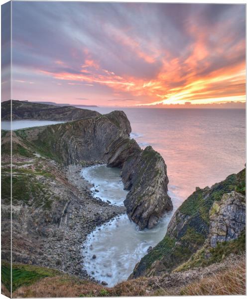 Stair Hole winter sunrise  Canvas Print by Shaun Jacobs