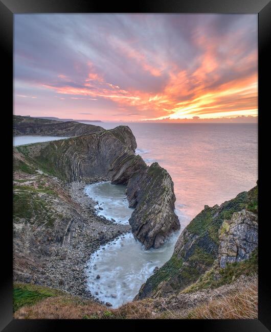 Stair Hole winter sunrise  Framed Print by Shaun Jacobs