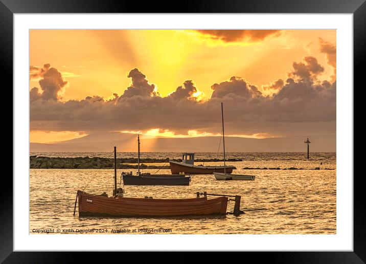 Boats in Morecambe Bay at Sunset Framed Mounted Print by Keith Douglas