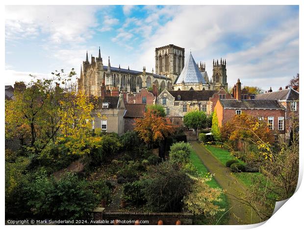 York Minster from the City Walls in York Print by Mark Sunderland
