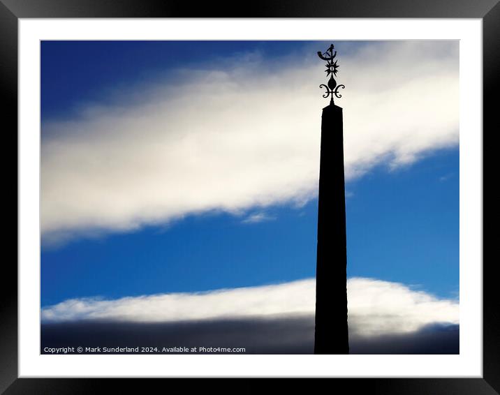 Ripon Obelisk Silhouette Framed Mounted Print by Mark Sunderland