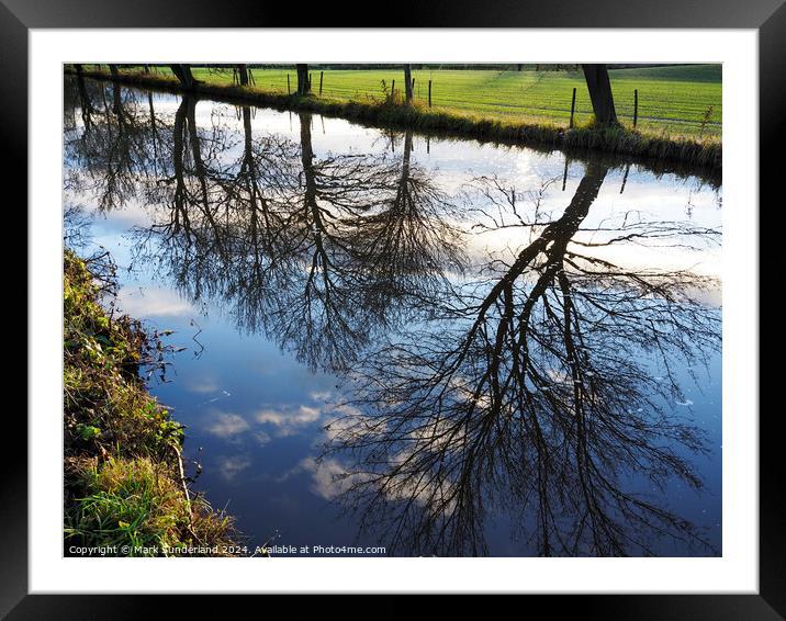 Winter Reflections in Ripon Canal Framed Mounted Print by Mark Sunderland