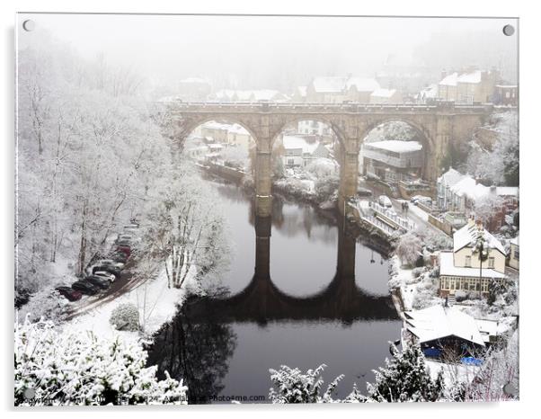 Knaresborough Viaduct in Winter Acrylic by Mark Sunderland
