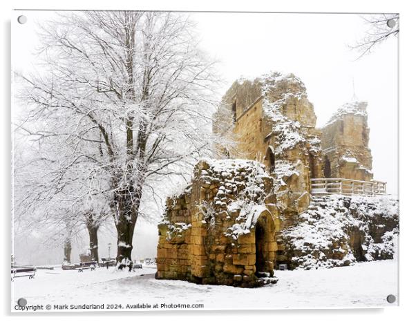 Knaresborough Castle in Winter Acrylic by Mark Sunderland