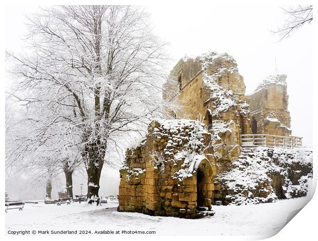 Knaresborough Castle in Winter Print by Mark Sunderland