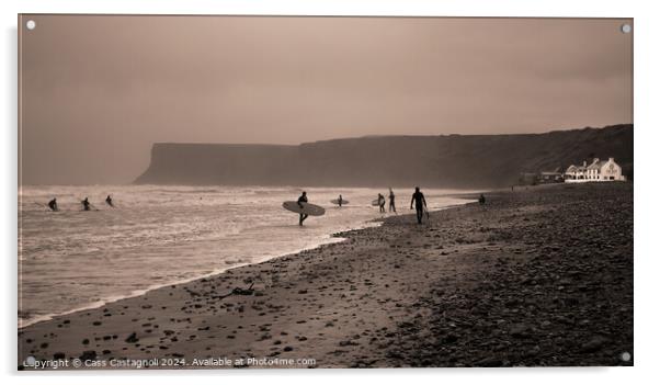 Surf Day - Saltburn-by-the-Sea Acrylic by Cass Castagnoli