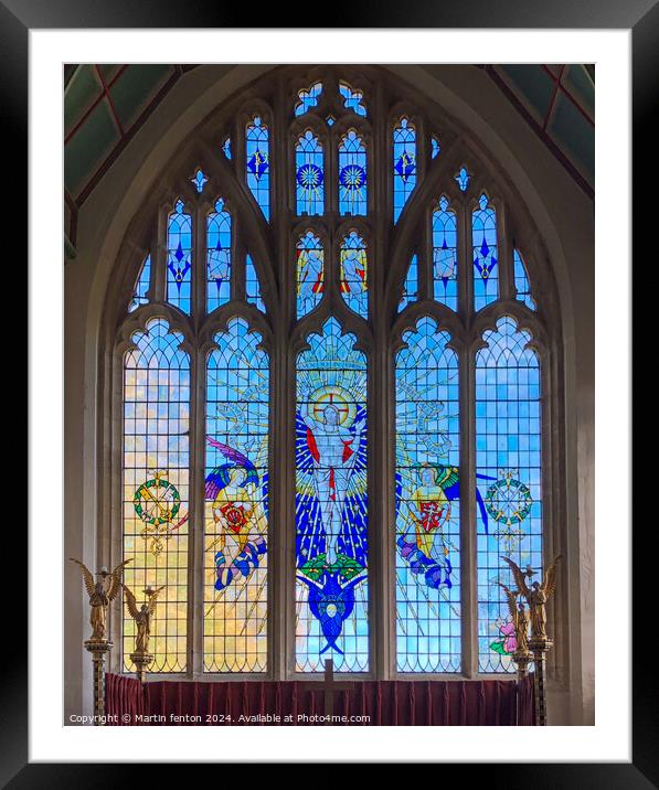 Stained glass window in St Peter and St Paul church Northleach Framed Mounted Print by Martin fenton