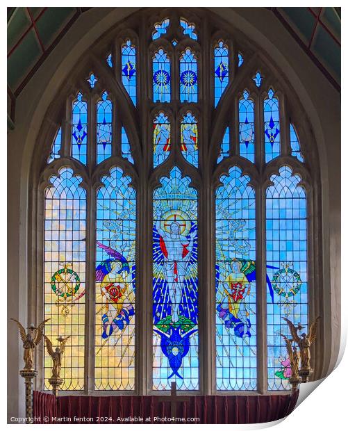 Stained glass window in St Peter and St Paul church Northleach Print by Martin fenton