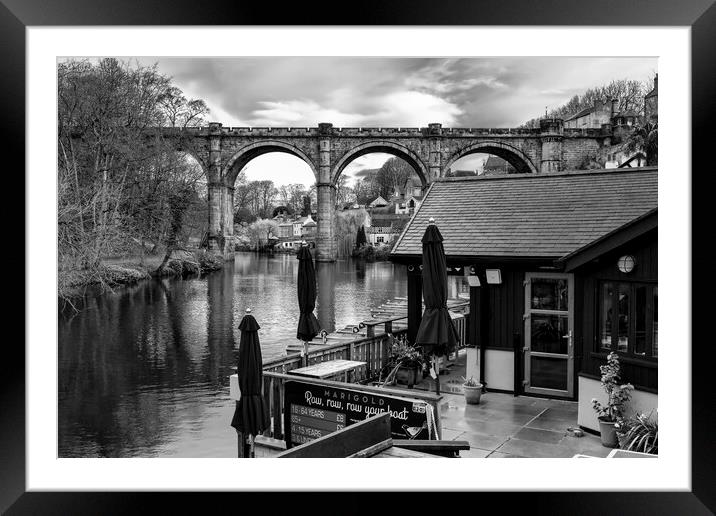 Knaresborough Waterfront Black and White Framed Mounted Print by Tim Hill