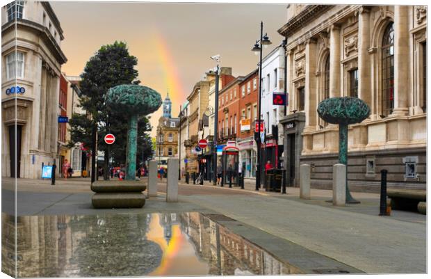 Doncaster City Centre Rainbow  Canvas Print by Alison Chambers