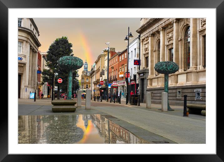 Doncaster City Centre Rainbow  Framed Mounted Print by Alison Chambers