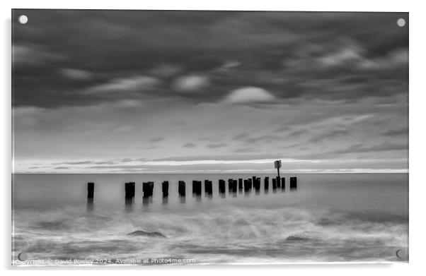 Corton Sea Defences Mono Acrylic by David Powley
