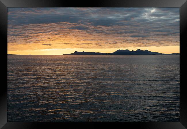 Sunset over the Isle of Eigg from north of Glenuig, Highlands, Scotland Framed Print by Dave Collins