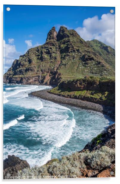 Coast of Punta Del Hidalgo, Tenerife Acrylic by Jim Monk