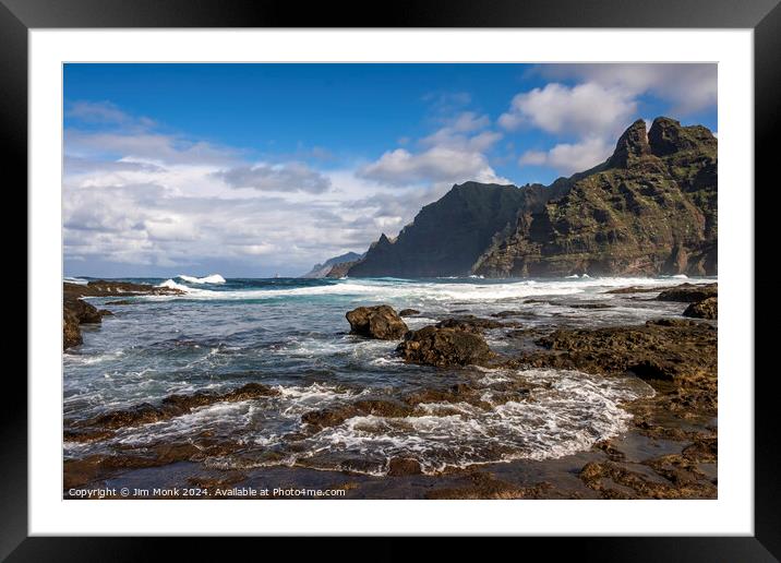 The rocky coastline of Punta del Hidalgo, Tenerife Framed Mounted Print by Jim Monk
