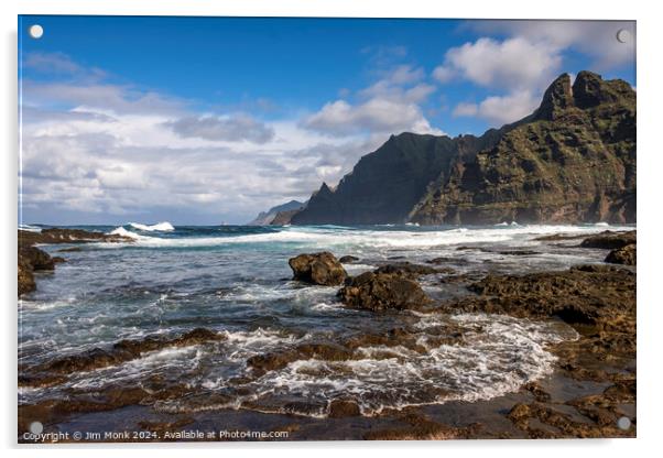 The rocky coastline of Punta del Hidalgo, Tenerife Acrylic by Jim Monk