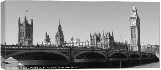 Westminster Bridge and Big Ben Canvas Print by Les Schofield