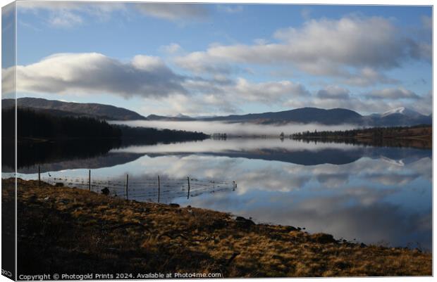misty Loch Tulla  in winter  ,  the Highlands of Scotland  Canvas Print by Photogold Prints