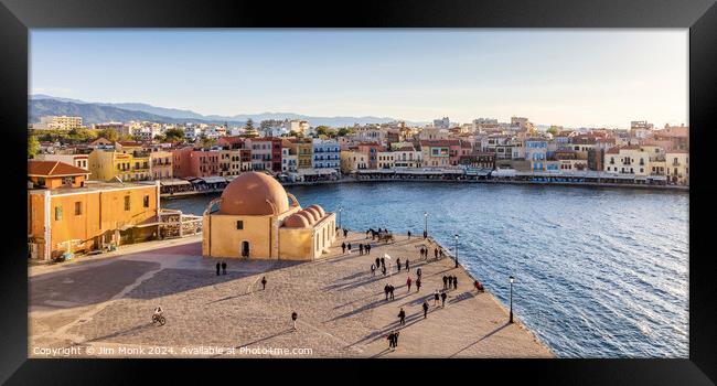 Harbour View, Chania Framed Print by Jim Monk