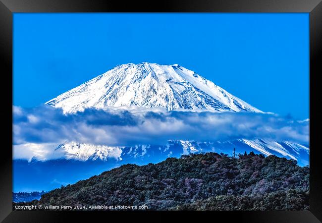 Colorful Mount Fuji Lookout Cloud Hiratsuka Kanagawa Japan  Framed Print by William Perry