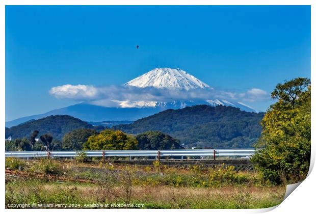 Colorful Mount Fuji Airplane Road Hiratsuka Kanagawa Japan  Print by William Perry