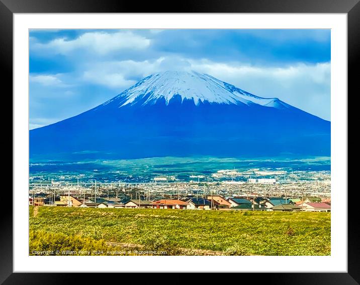 Colorful Mount Fuji Buildings From Bullet Train Kanagawa Japan  Framed Mounted Print by William Perry