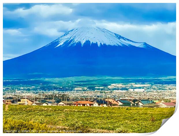 Colorful Mount Fuji Buildings From Bullet Train Kanagawa Japan  Print by William Perry