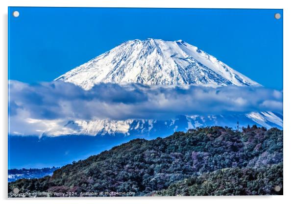 Colorful Mount Fuji Lookout Cloud Hiratsuka Kanagawa Japan  Acrylic by William Perry