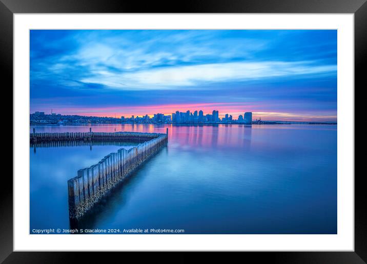 Mostly Blue - San Diego Harbor Framed Mounted Print by Joseph S Giacalone