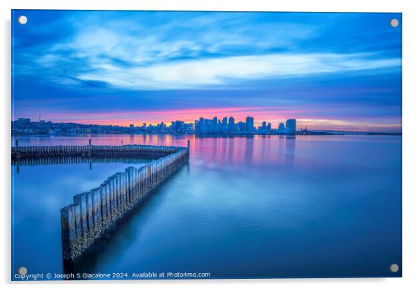 Mostly Blue - San Diego Harbor Acrylic by Joseph S Giacalone