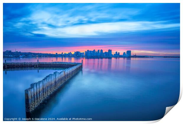 Mostly Blue - San Diego Harbor Print by Joseph S Giacalone